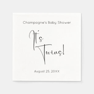 Servilleta De Papel Baby Shower Twins Modern Script