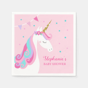 Servilleta De Papel Baby Shower Unicorn Pink Personalizado