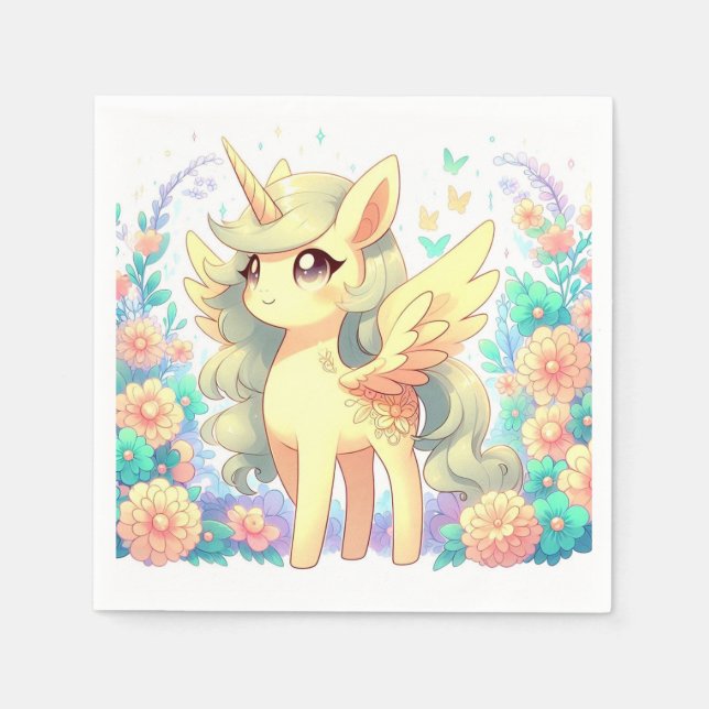 Servilleta De Papel Baby Shower Unicornio simple (Anverso)