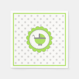 Servilleta De Papel Baby Shower verde anime y gris