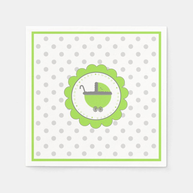 Servilleta De Papel Baby Shower verde anime y gris (Anverso)