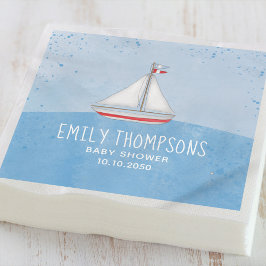 Servilleta De Papel Baby Shower Watercolor Cute Whimsical Sailboat