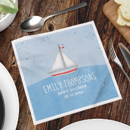 Servilleta De Papel Baby Shower Watercolor Cute Whimsical Sailboat