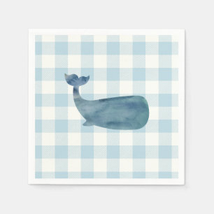 Servilleta De Papel Baby Shower Whale Blue Gingham