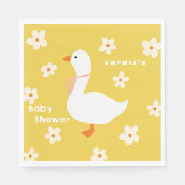 Servilleta De Papel Baby Shower White Goose and Daisies