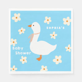 Servilleta De Papel Baby Shower White Goose and Daisies