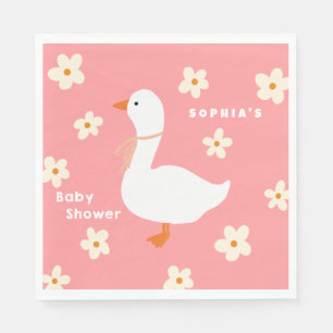 Servilleta De Papel Baby Shower White Goose and Daisies