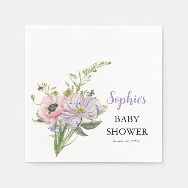 Servilleta De Papel Baby Shower Wildflower (Anverso)