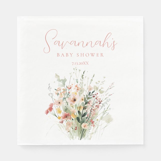 Servilleta De Papel Baby Shower Wildflower (Anverso)