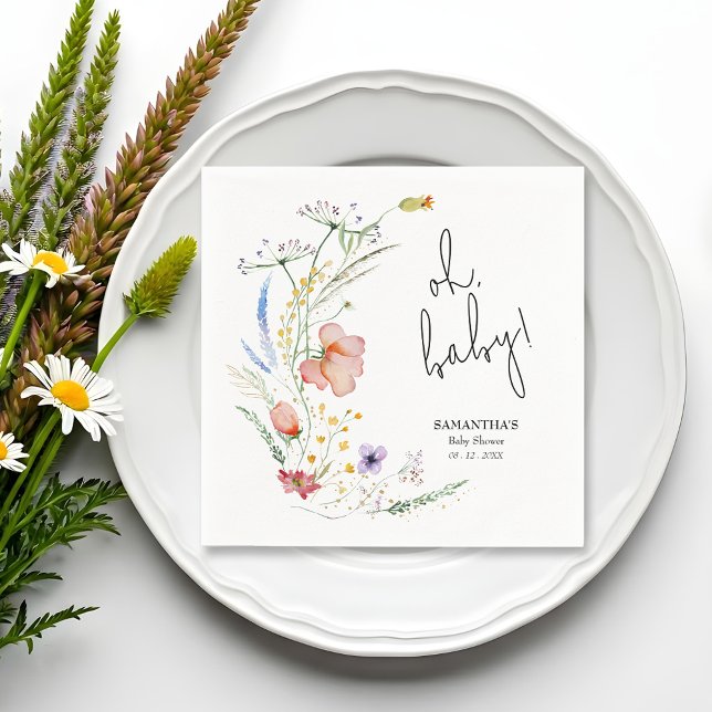 Servilleta De Papel Baby Shower Wildflowers (Oh, Baby! Wildflowers Baby Shower Napkins)