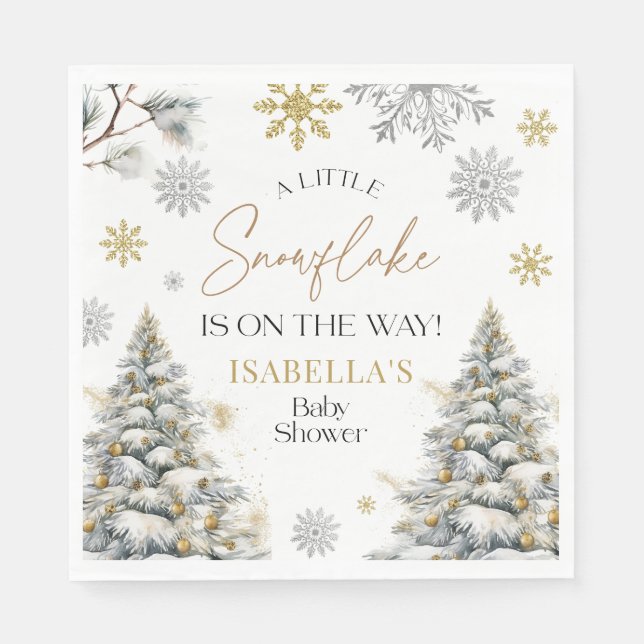 Servilleta De Papel Baby Shower Winter Wonderland (Anverso)
