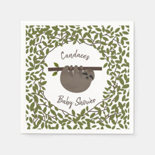 Servilleta De Papel Baby Sloth Greenery Baby Shower