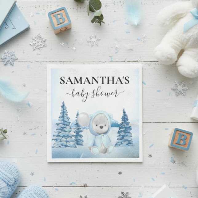 Servilleta De Papel Baby Teddy Bear Navidades Winter Blue (Subido por el creador)