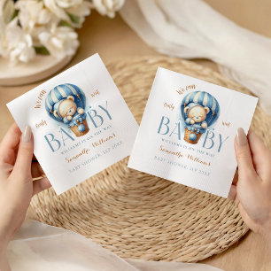 Servilleta De Papel Baby Teddy Blue Hot Air Balloon