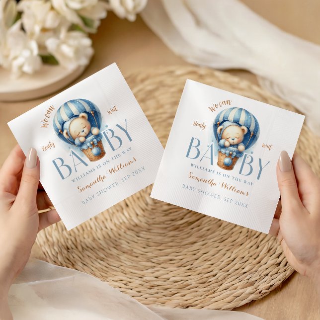 Servilleta De Papel Baby Teddy Blue Hot Air Balloon (Subido por el creador)