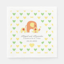 Servilleta De Papel Baby Twins Elephant Theme Baby Shower Napkin