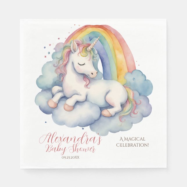 Servilleta De Papel Baby Unicorn Chicas Baby Shower (Anverso)