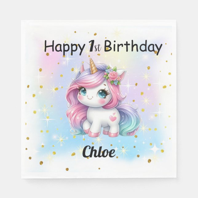 Servilleta De Papel Baby Unicorn Paper Napkins. (Anverso)