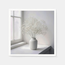 Servilleta De Papel Baby's Breath Bouquet In White Vase
