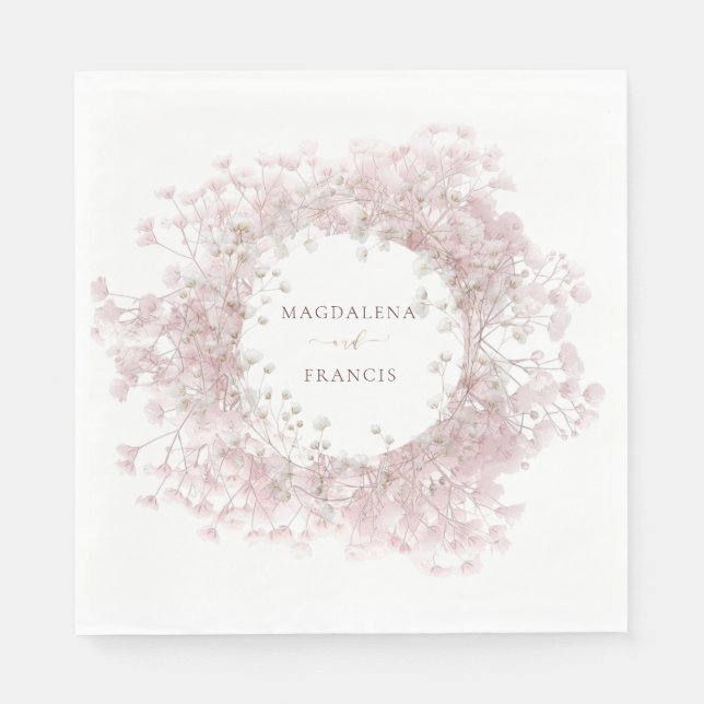 Servilleta De Papel baby's breath floral frame wedding (Anverso)