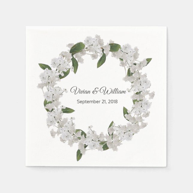 Servilleta De Papel Babys Breath Wreath Boda Papel Napkin (Anverso)