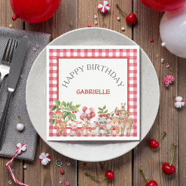 Servilleta De Papel Baby's Cherry First Red Gingham Birthday