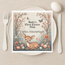 Servilleta De Papel Baby's First Easter Woodland Animals Deer Spring 
