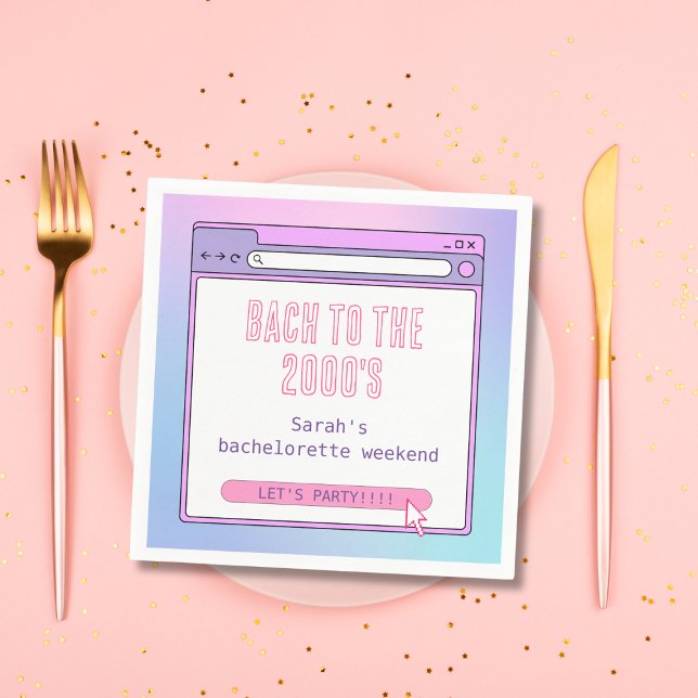 Servilleta De Papel Bach a los 2000's Y2K Despedida de Soltera Persona (Bach To The 2000's Y2K Bachelorette Personalized Napkins)