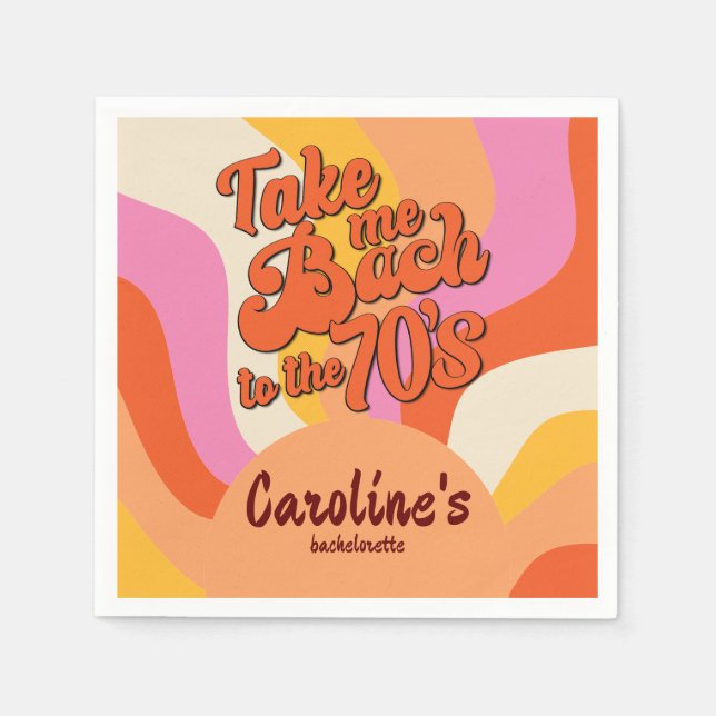 Servilleta De Papel Bach to the 70s Retro Groovy Sunset Bachelorette (Anverso)