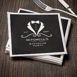 Servilleta De Papel Bachelor Party Tuxedo Suit Bowtie Black Wedding