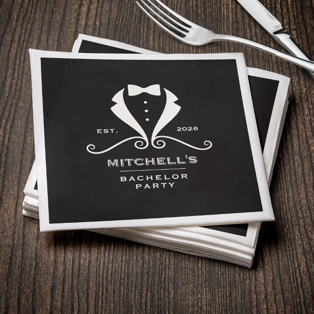 Servilleta De Papel Bachelor Party Tuxedo Suit Bowtie Black Wedding (Bachelor Party Tuxedo Suit Bowtie Black Wedding Napkins
)