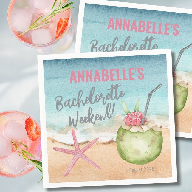 Servilleta De Papel Bachelorette Chicas Weekend Beach Cocktail (Beach Bachelorette Girls Weekend Cocktail Napkins)