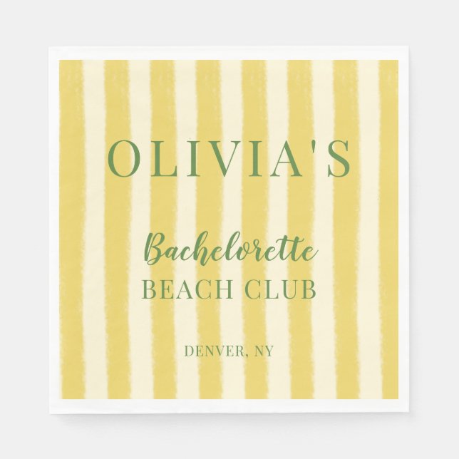 Servilleta De Papel Bachelorette de verano amarilla y verde (Anverso)