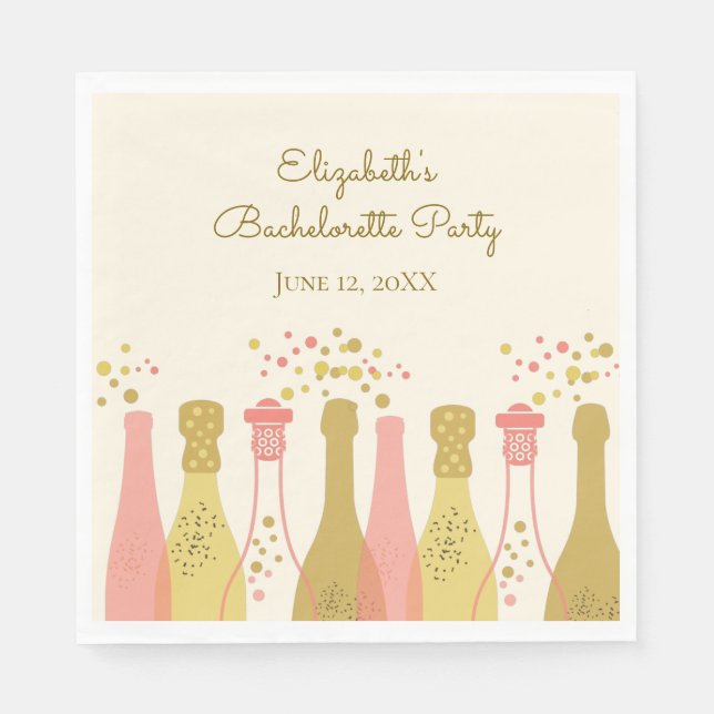 Servilleta De Papel Bachelorette Retro Champagne Glam 1960 (Anverso)