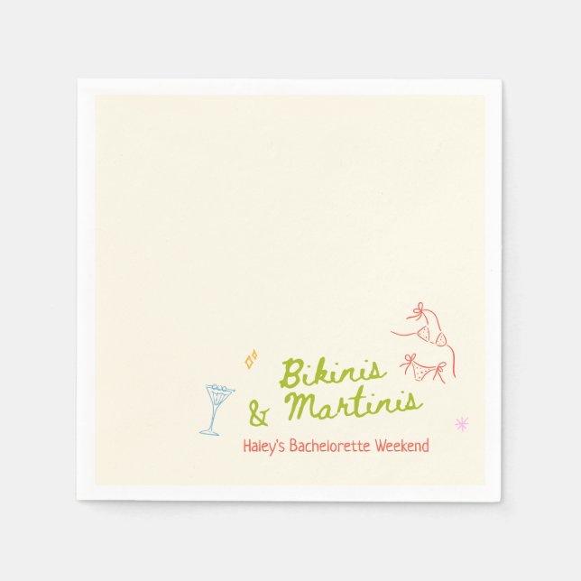 Servilleta De Papel Bachillerato de bikinis y martinis (Anverso)