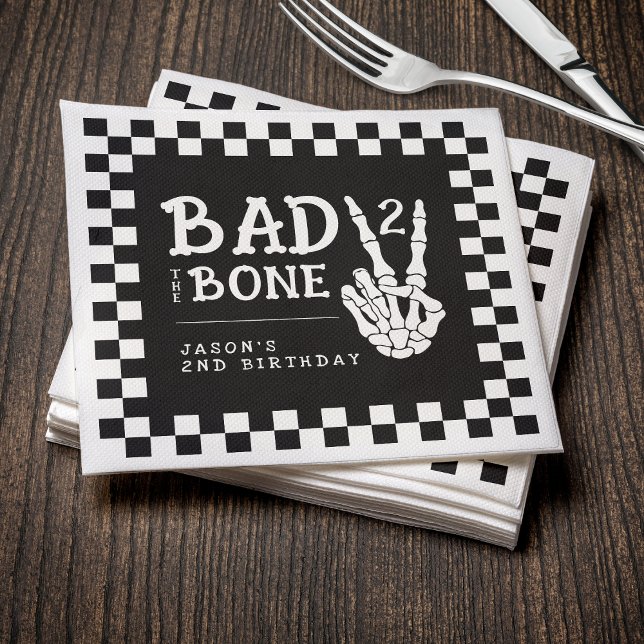 Servilleta De Papel Bad 2 the Bone Skeleton 2nd Birthday Party (Subido por el creador)