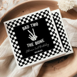 Servilleta De Papel Bad Two The Bone Skeleton Segundo Fiesta de Cumple