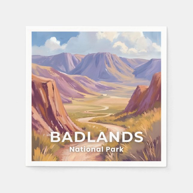 Servilleta De Papel Badlands National Park South Dakota Travel Art (Anverso)