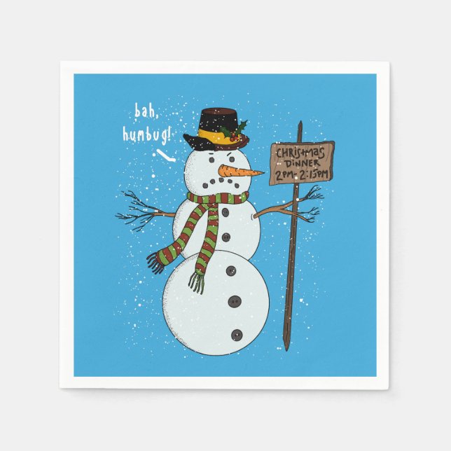 Servilleta De Papel Bah Humbug Grumpy Navidades Snowman Introvert (Anverso)