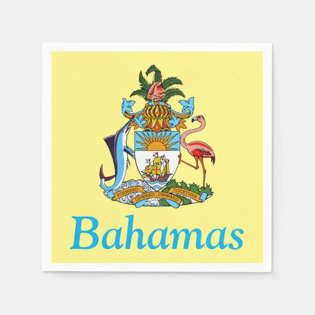 Servilleta De Papel Bahamas con escudo de armas (paraíso caribeño) (Anverso)