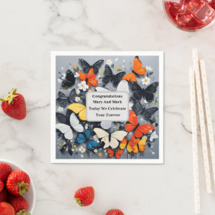 Servilleta De Papel Bailando arte acrílico de mariposa colorida,