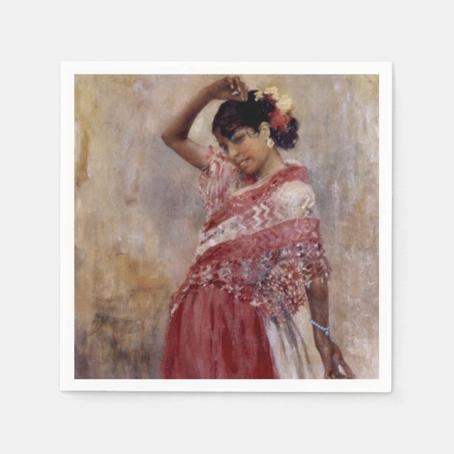 Servilleta De Papel Bailando gitana romaní (por Albert Edelfelt) (Anverso)
