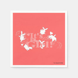 Servilleta De Papel ¡Bailar conejitos es un Chica! Baby Shower rosa