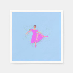 Servilleta De Papel Bailarina bailarina con vestido rosa magenta