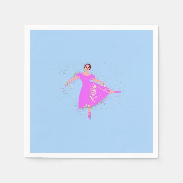 Servilleta De Papel Bailarina bailarina con vestido rosa magenta (Anverso)