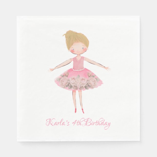 Servilleta De Papel Bailarina Cute Pink Blonde Ballerina (Anverso)