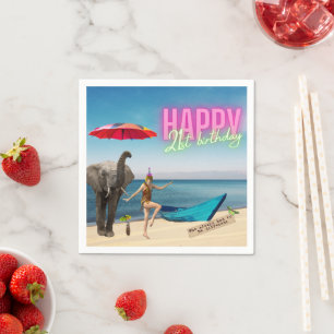 Servilleta De Papel Bailarina de época 21 cumpleaños arte alterado