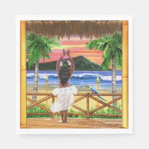 Servilleta De Papel Bailarina de Hula al Atardecer Hawaiano