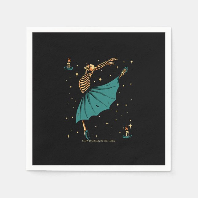 Servilleta De Papel bailarina de skeleton bailando a la luz de las vel (Anverso)