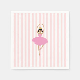 Servilleta De Papel Bailarina Hada Rosa Pintura Franja Rosa